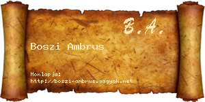 Boszi Ambrus névjegykártya
